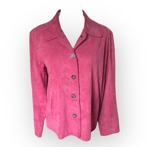 The Territory Ahead Pink Suede Leather Jacket Shacket Medium